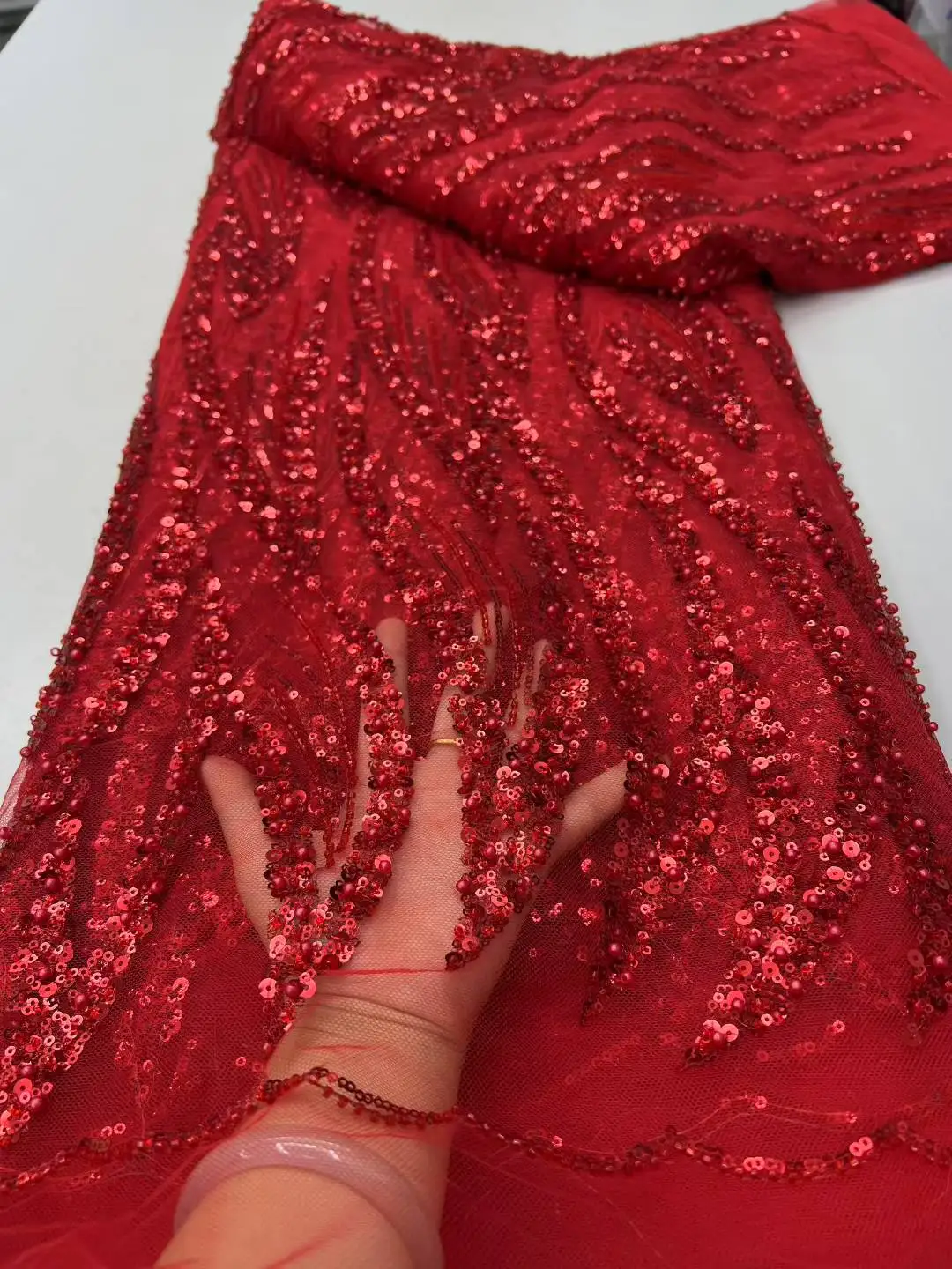 Sequin Luxury Beads Lace African 2025 High Quality 5 Yards Embroidery Sequins Fabric Nigeria For Evening Party Wedding Dresses
Sequin Luxury Beads Lace African 2025 High Quality 5 Yards Embroidery Sequins Fabric Nigeria For Evening Party Wedding Dresses