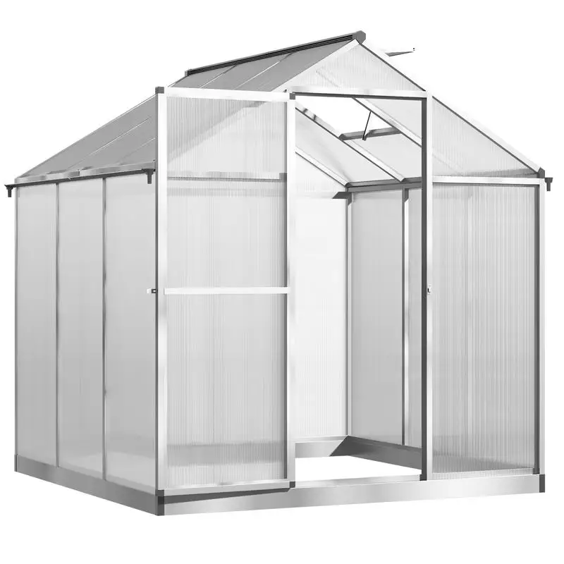 6' L x 6' W Walk-In Polycarbonate Greenhouse with Roof Vent for Ventilation & Rain Gutter for Winter
6' L x 6' W Walk-In Polycarbonate Greenhouse with Roof Vent for Ventilation & Rain Gutter for Winter