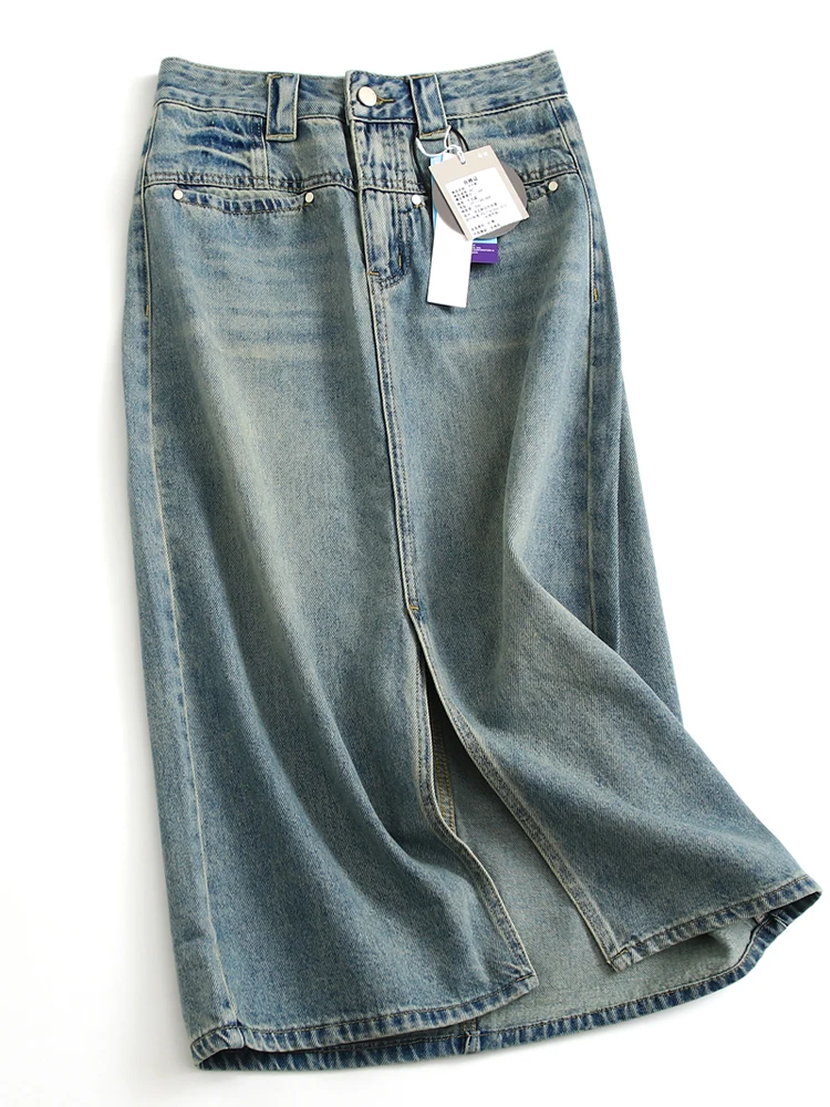 High Waist Washed Blue Jeans Skirt Women's Bodycon Long A-Line Skirts Korean Style Half-length Skirts Fashion Spring Cotton
High Waist Washed Blue Jeans Skirt Women's Bodycon Long A-Line Skirts Korean Style Half-length Skirts Fashion Spring Cotton