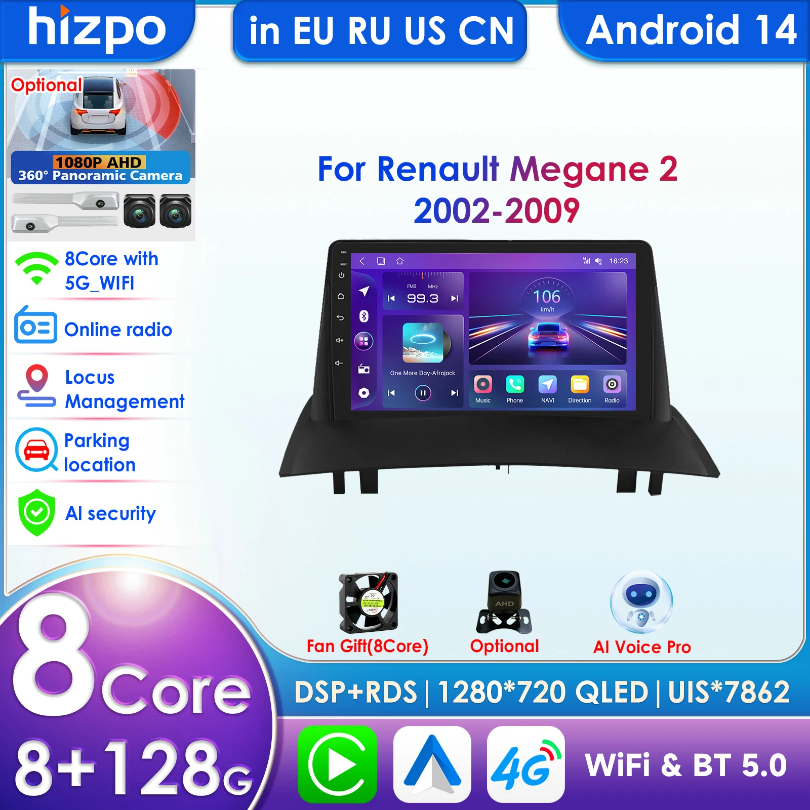 4G 2din Android 13 Car Radio Multimedia Video Player Navigation GPS for Renault Megane 2 2002-2009 Carplay Stereo DSP IPS Screen
4G 2din Android 13 Car Radio Multimedia Video Player Navigation GPS for Renault Megane 2 2002-2009 Carplay Stereo DSP IPS Screen