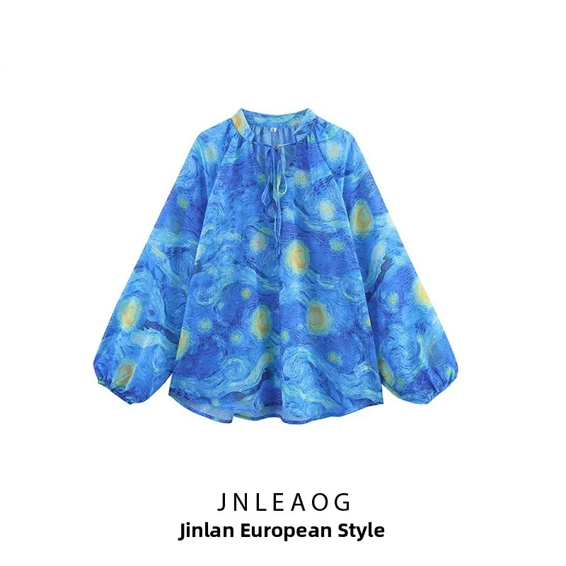 Fashionable Autumn New Arrival Women's Chiffon Shirt Star Print Casual Style Loose Fit Long Sleeve round Neck Polyester Fiber
Fashionable Autumn New Arrival Women's Chiffon Shirt Star Print Casual Style Loose Fit Long Sleeve round Neck Polyester Fiber