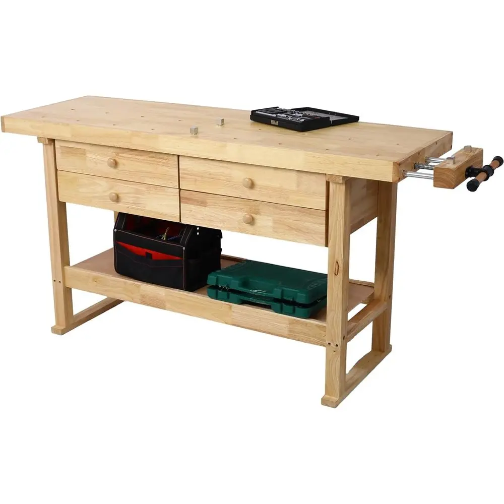 60-Inch Wood Workbench - Rubber Wooden Heavy Duty Work Bench with 4-Der & Shel, 450lbs Weight acity Work Bench or Garage Worksho
60-Inch Wood Workbench - Rubber Wooden Heavy Duty Work Bench with 4-Der & Shel, 450lbs Weight acity Work Bench or Garage Worksho