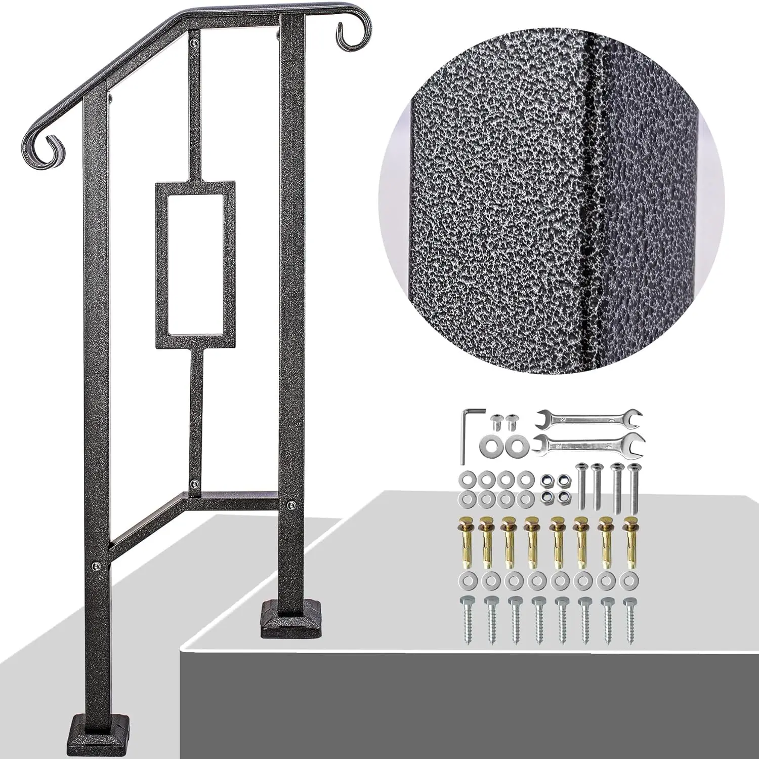 Stair Railing, Handrails for Outdoor Steps, Heavy Duty Handrail Stair Railing Fits 1-2 Steps with Installation Kit Mattle
Stair Railing, Handrails for Outdoor Steps, Heavy Duty Handrail Stair Railing Fits 1-2 Steps with Installation Kit Mattle