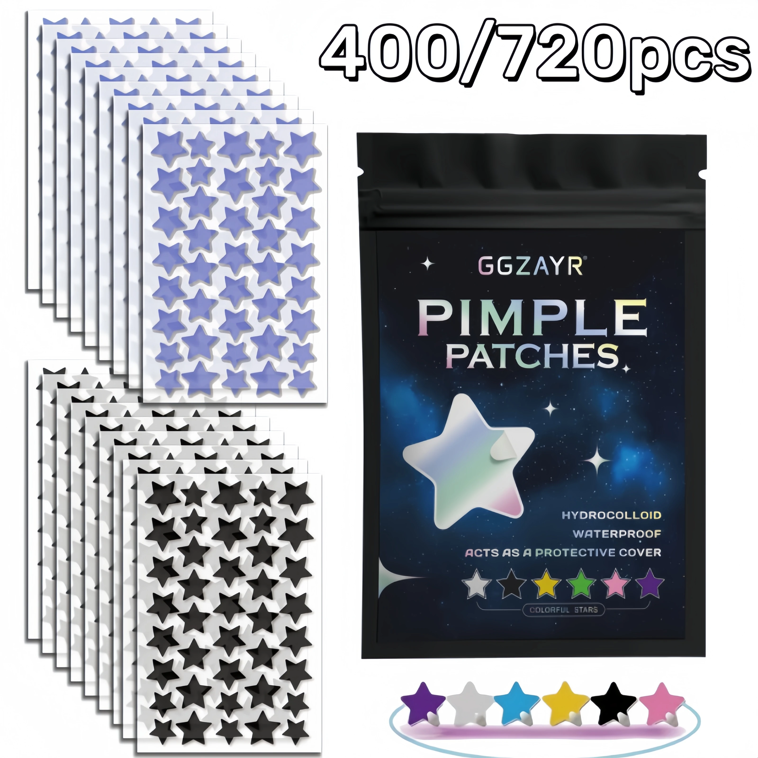 400/720 шт. Модные звездообразные патчи от прыщей, черные и фиолетовые, невидимые, дышащие, мягкие, для ухода за кожей лица, для макияжа и повседневного использования
400/720 шт. Модные звездообразные патчи от прыщей, черные и фиолетовые, невидимые, дышащие, мягкие, для ухода за кожей лица, для макияжа и повседневного использования
