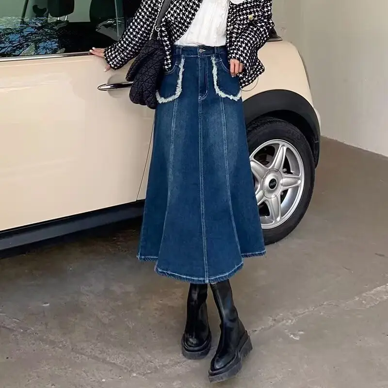 Fall 2024 New Sle High Waist A-Line Midi Denim Skirt Women's Hip Concealing f-length Umbrella Skirt Casual Comfortable
Fall 2024 New Sle High Waist A-Line Midi Denim Skirt Women's Hip Concealing f-length Umbrella Skirt Casual Comfortable