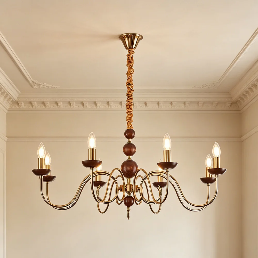 Vintage Brass Wood Chandelier Retro Ceiling Light for Living Room Bedroom Dining Room
Vintage Brass Wood Chandelier Retro Ceiling Light for Living Room Bedroom Dining Room