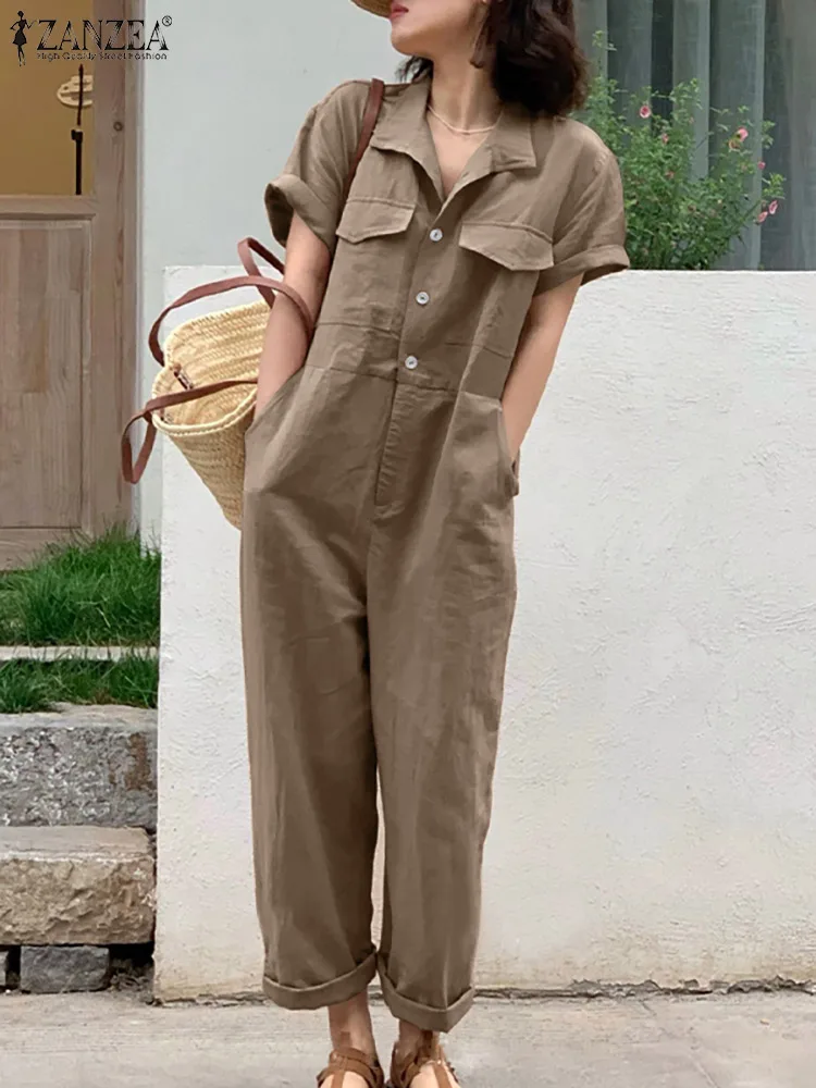 2023 ZANZEA Women Summer Rompers Short Sleeve Lapel Jumpsuit Female Elegant Playsuits Stylish Work OL Overalls Vintage Pants
2023 ZANZEA Women Summer Rompers Short Sleeve Lapel Jumpsuit Female Elegant Playsuits Stylish Work OL Overalls Vintage Pants
