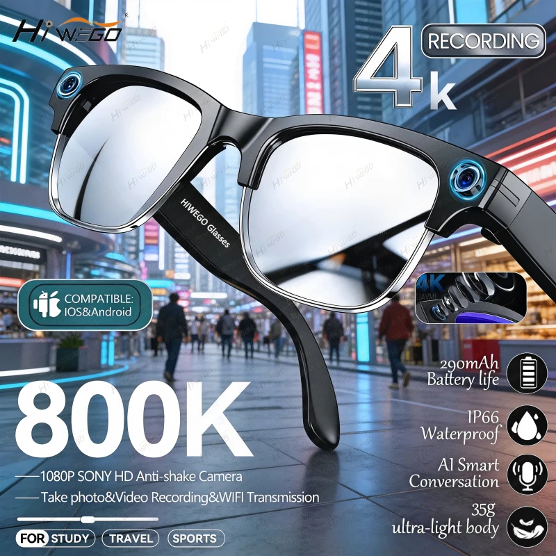 New 1080P Anti-shake Video Recording 800W HD Smart Glasses Men 100+Language Translation WIFI Transmission Call AI Chat Glasses
New 1080P Anti-shake Video Recording 800W HD Smart Glasses Men 100+Language Translation WIFI Transmission Call AI Chat Glasses