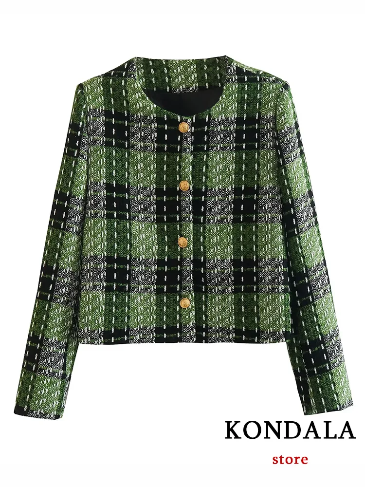 KONDALA Vintage Casual Green Plaid Women Coat Long Sleeve Single Breasted Pockets O-Neck Jackets Fashion 2022 Office Lady Tops
KONDALA Vintage Casual Green Plaid Women Coat Long Sleeve Single Breasted Pockets O-Neck Jackets Fashion 2022 Office Lady Tops