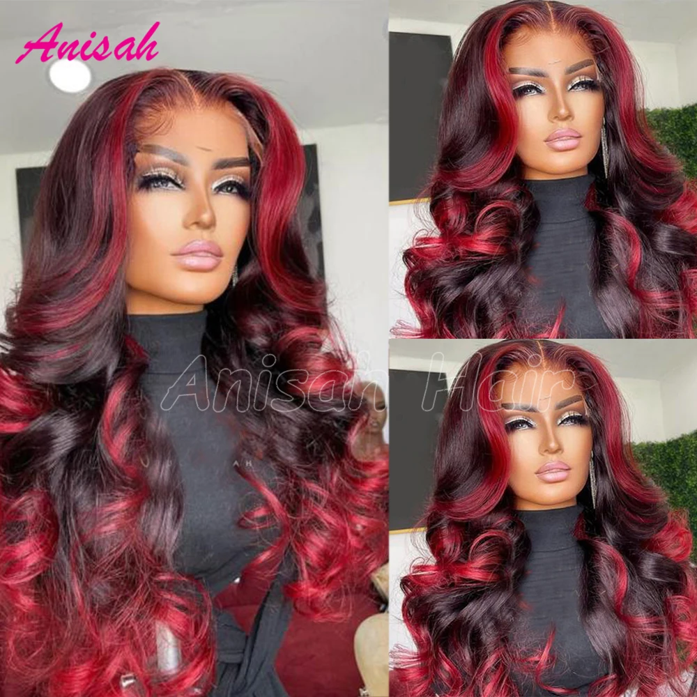 Red and Black Highlight Lace Front Wigs Human Hair Pre Plucked HD Lace Frontal Wigs Ombre Red Colored Body Wave Wigs for Women
Red and Black Highlight Lace Front Wigs Human Hair Pre Plucked HD Lace Frontal Wigs Ombre Red Colored Body Wave Wigs for Women