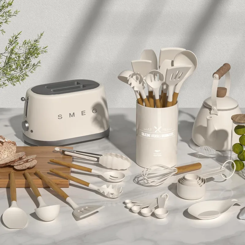 12 Piece Set Of Silicone Kitchen Utensils With Wooden Handles, Kitchen Small Tools, Cooking Spatula Set, Silicone Spatula
12 Piece Set Of Silicone Kitchen Utensils With Wooden Handles, Kitchen Small Tools, Cooking Spatula Set, Silicone Spatula