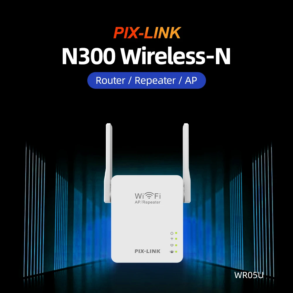 PIX-LINK WR05U N300 WiFi Repeater 300Mbps 2.4GHz Router/AP/Repeater 2 External Antennas Wall Penetration Easy Setup
PIX-LINK WR05U N300 WiFi Repeater 300Mbps 2.4GHz Router/AP/Repeater 2 External Antennas Wall Penetration Easy Setup