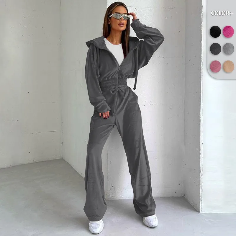 Women's Sportswear Pure Color Hooded Zipper Set Velvet Surface Long Pants Two-Piece Suit Casual Leisure Cross-Border Outfit
Women's Sportswear Pure Color Hooded Zipper Set Velvet Surface Long Pants Two-Piece Suit Casual Leisure Cross-Border Outfit