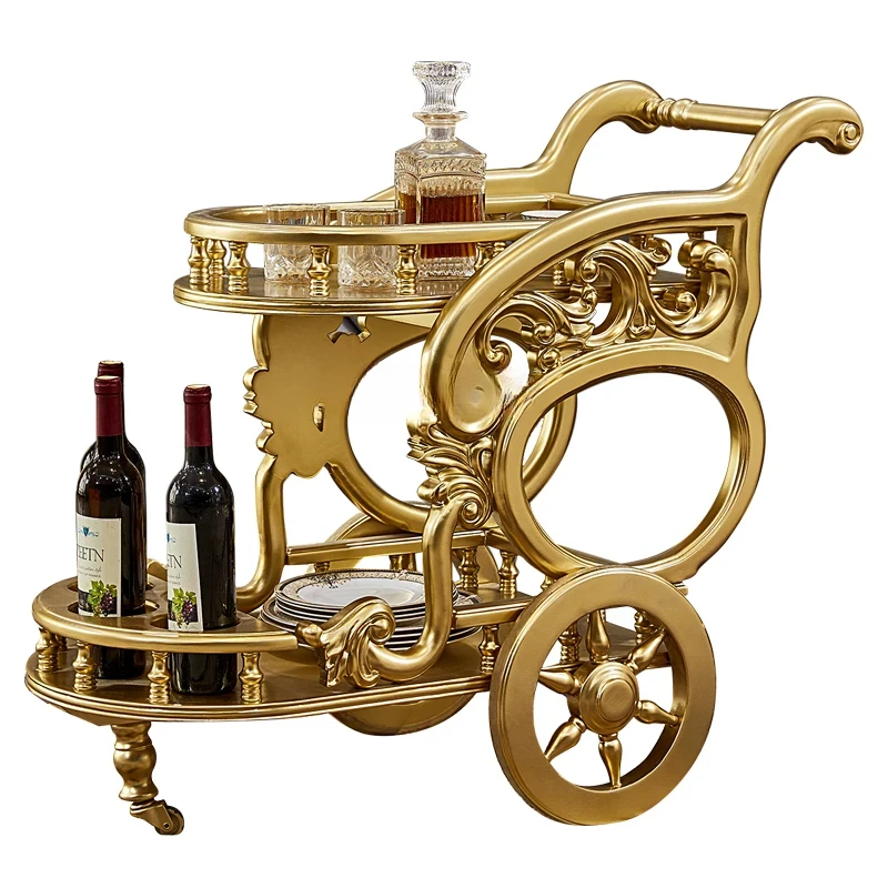 European-Style Solid Wood Cart Household Restaurant Luxury Push Car Double Layer Mobile Cart
European-Style Solid Wood Cart Household Restaurant Luxury Push Car Double Layer Mobile Cart