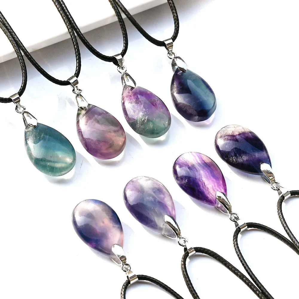 10pcs Natural Colorful Purple Green Fluorite Water Drop Stone Pendant Free Rope Chain for Women Necklace Party Jewelry 16x25mm
10pcs Natural Colorful Purple Green Fluorite Water Drop Stone Pendant Free Rope Chain for Women Necklace Party Jewelry 16x25mm