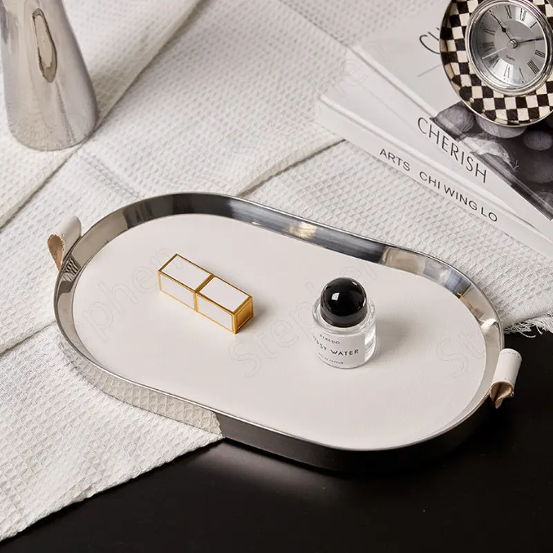 Stainless Steel Leather Trays Decorative Nordic Modern Beverage Juice Coffee Table Tray Home Aromatherapy Jewelry Storage Tray
Stainless Steel Leather Trays Decorative Nordic Modern Beverage Juice Coffee Table Tray Home Aromatherapy Jewelry Storage Tray