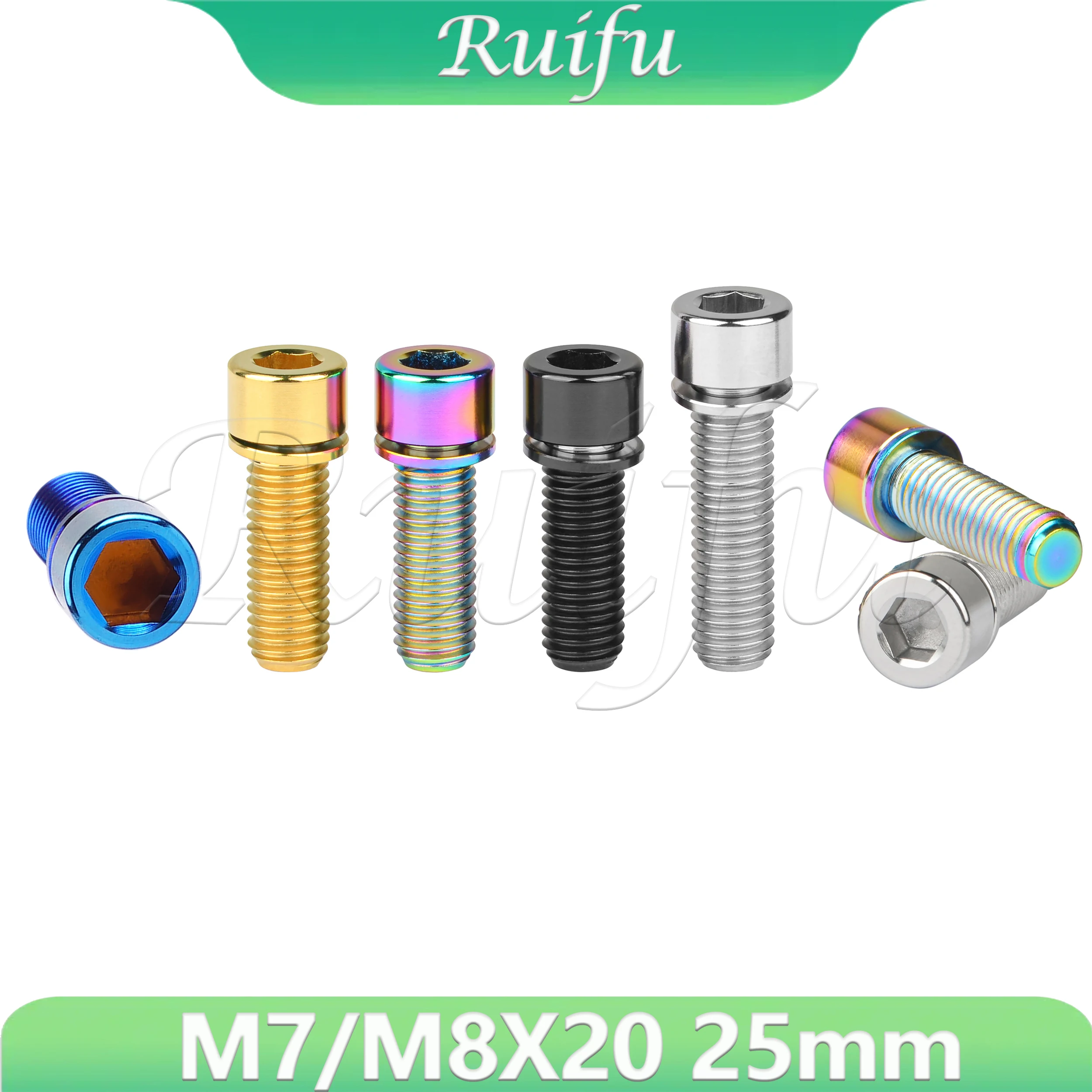 Ruifu Titanium Bolt M7/M8X20 25mm avec rondelle boulon en titane pour tige BMX VTT vis accessoires
Ruifu Titanium Bolt M7/M8X20 25mm avec rondelle boulon en titane pour tige BMX VTT vis accessoires