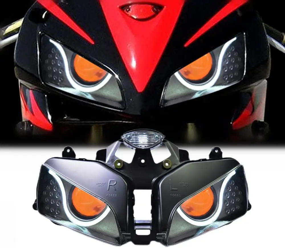 Светодиодная оптоволоконная фара в сборе для CBR600RR 2003-2006, оранжевые глаза демона, модифицированная передняя голова мотоцикла, спортивного мотоцикла La
Светодиодная оптоволоконная фара в сборе для CBR600RR 2003-2006, оранжевые глаза демона, модифицированная передняя голова мотоцикла, спортивного мотоцикла La