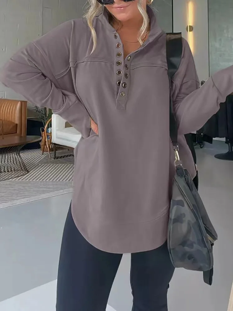 2024 Long Sleeve Fashion Hoodies, Stand Collar Loungewear Simple Pullovers, Women Autumn Winter Button Patchwork Tops Streetwear
2024 Long Sleeve Fashion Hoodies, Stand Collar Loungewear Simple Pullovers, Women Autumn Winter Button Patchwork Tops Streetwear