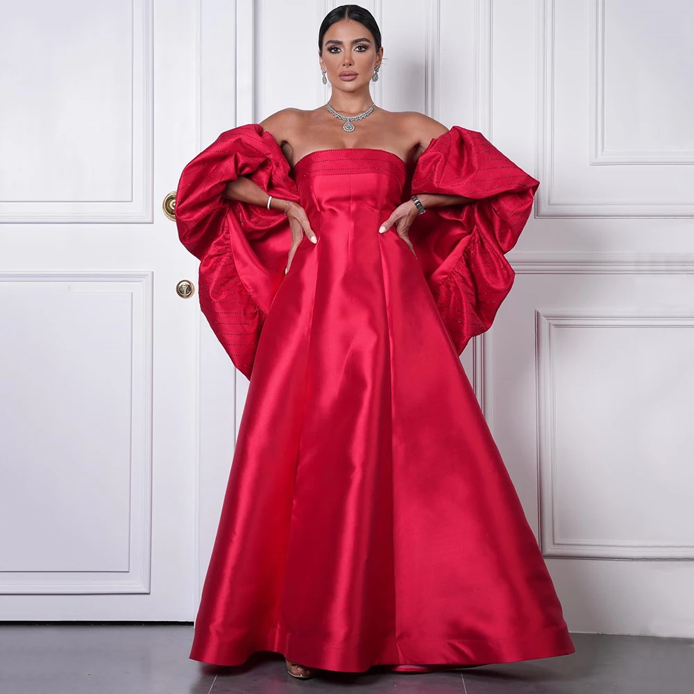 Customized Strapless Red A-line Satin Evening Dress With Cape Pleat Backless Party Dress Sleeveless Ankle Length Prom Gown
Customized Strapless Red A-line Satin Evening Dress With Cape Pleat Backless Party Dress Sleeveless Ankle Length Prom Gown