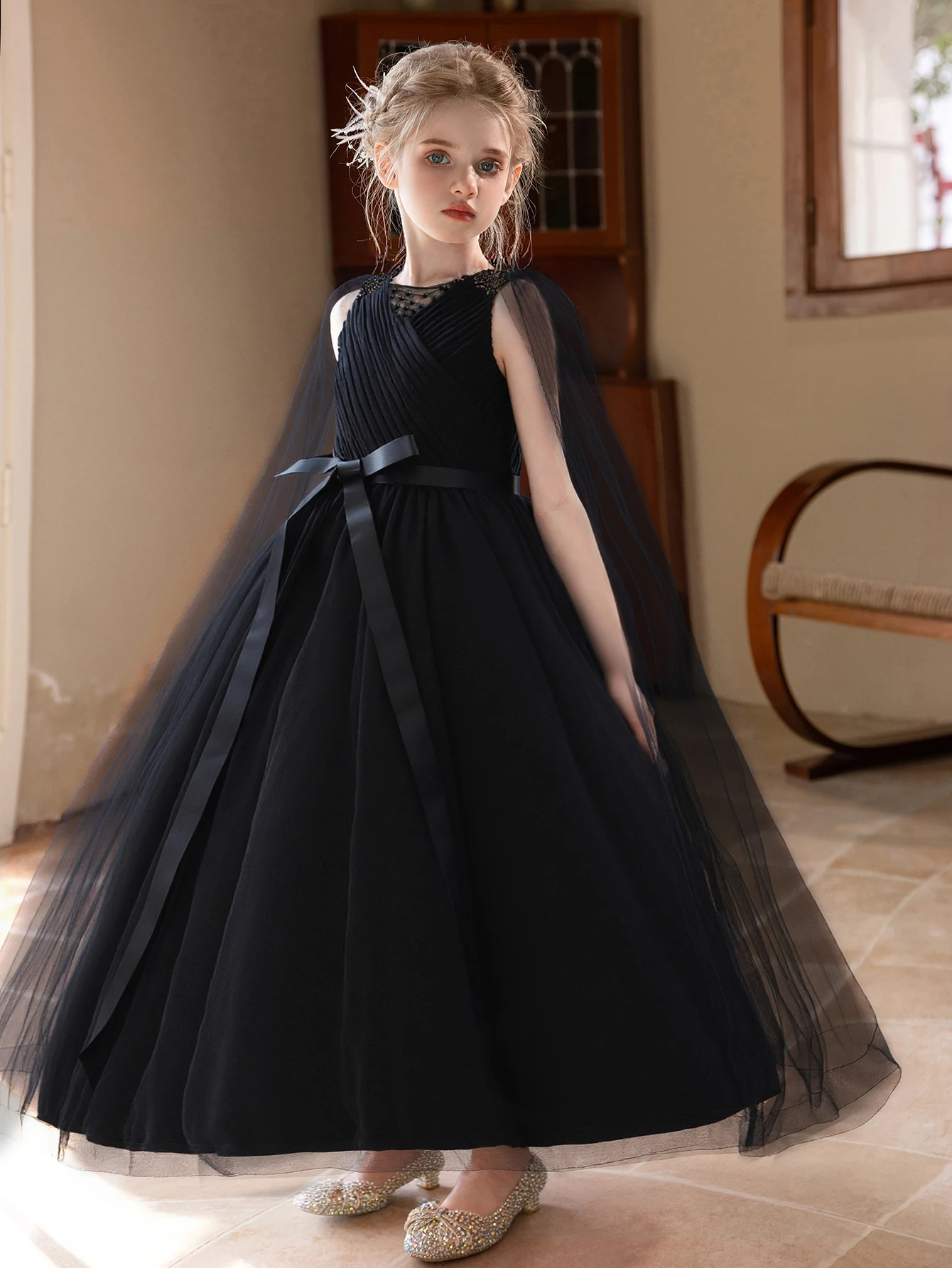 Черное темпераментное элегантное длинное платье с шалью, сетчатое платье с цветочным узором для девочек, праздничное платье для выступлений
Черное темпераментное элегантное длинное платье с шалью, сетчатое платье с цветочным узором для девочек, праздничное платье для выступлений