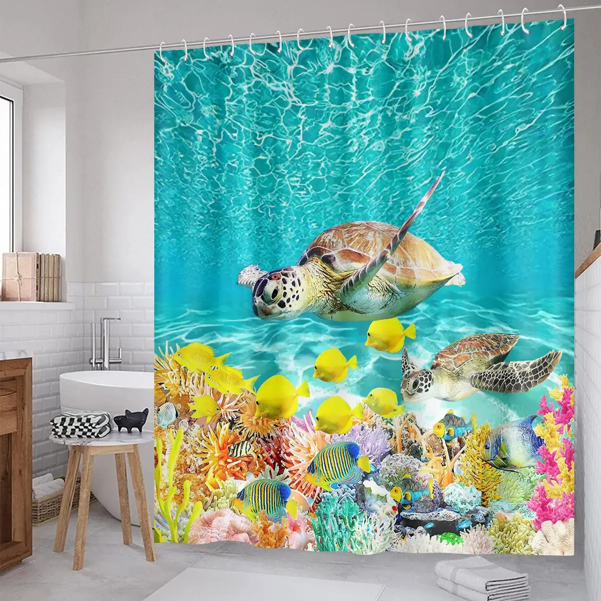 Sea Turtle Shower Curtain Ocean Water Ripple Bath Curtain Tropical Fish Coral Reef Waterproof Polyester Bathroom Partition Decor
Sea Turtle Shower Curtain Ocean Water Ripple Bath Curtain Tropical Fish Coral Reef Waterproof Polyester Bathroom Partition Decor