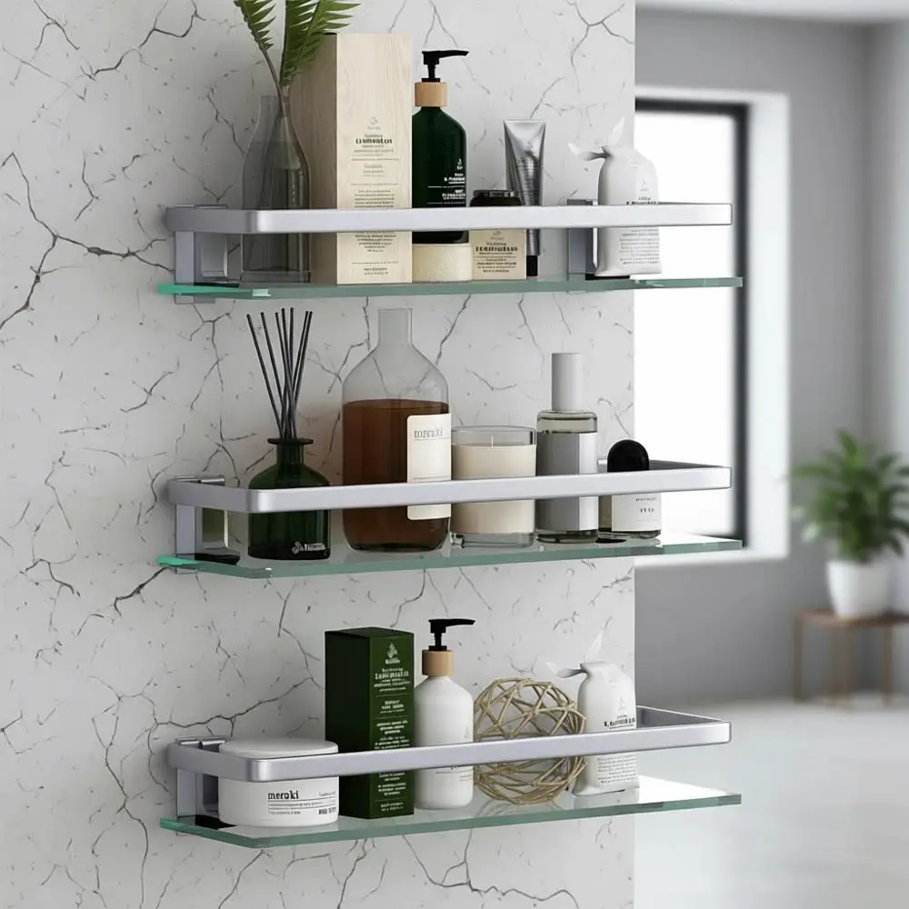 3-Tier 15.7 Wall-Mounted Glass Shelf Organizer for Bathroom
3-Tier 15.7 Wall-Mounted Glass Shelf Organizer for Bathroom