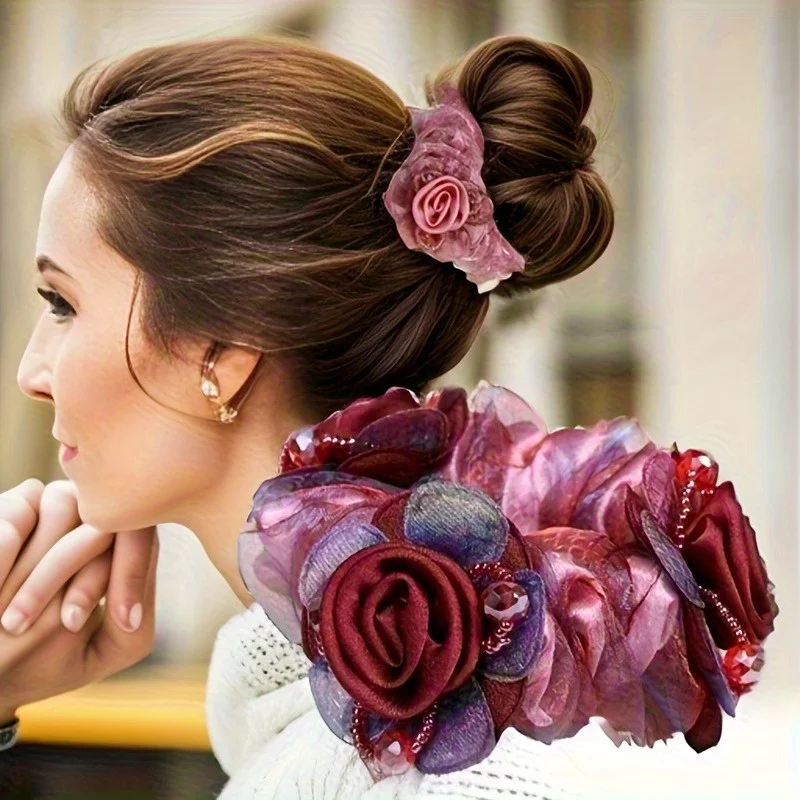 2pcs Elegant Beaded Floral Hair Ring, Single Individual Mesh Hair Accessory, Mixed Color Christmas Festive Hairband for Women
2pcs Elegant Beaded Floral Hair Ring, Single Individual Mesh Hair Accessory, Mixed Color Christmas Festive Hairband for Women