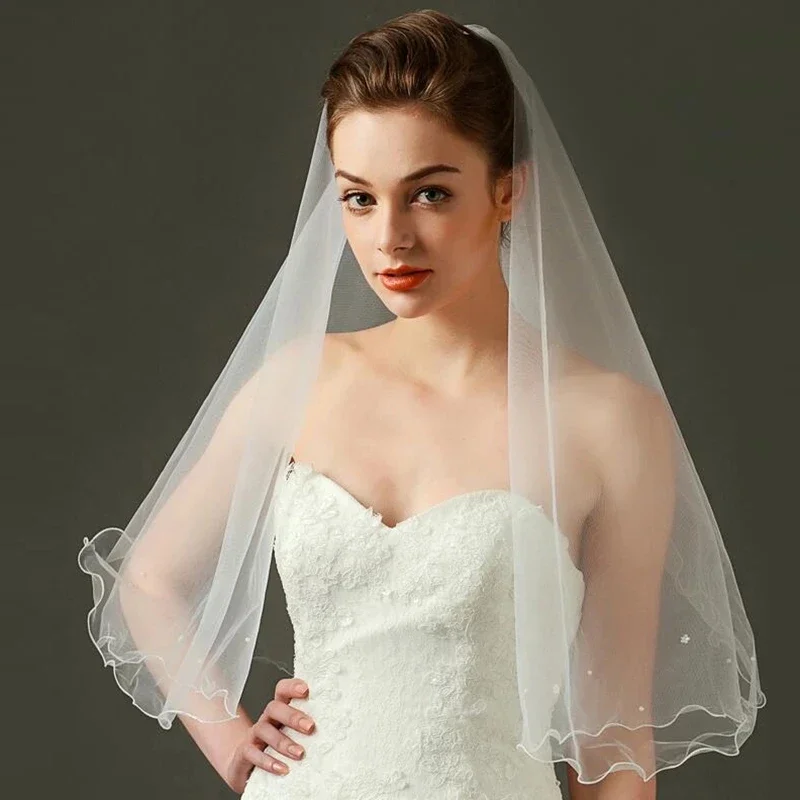 White Bridal Veils Tulle Pencil Edge 1.2m Pearls Bride Veils One Tier Wedding Accessories
White Bridal Veils Tulle Pencil Edge 1.2m Pearls Bride Veils One Tier Wedding Accessories