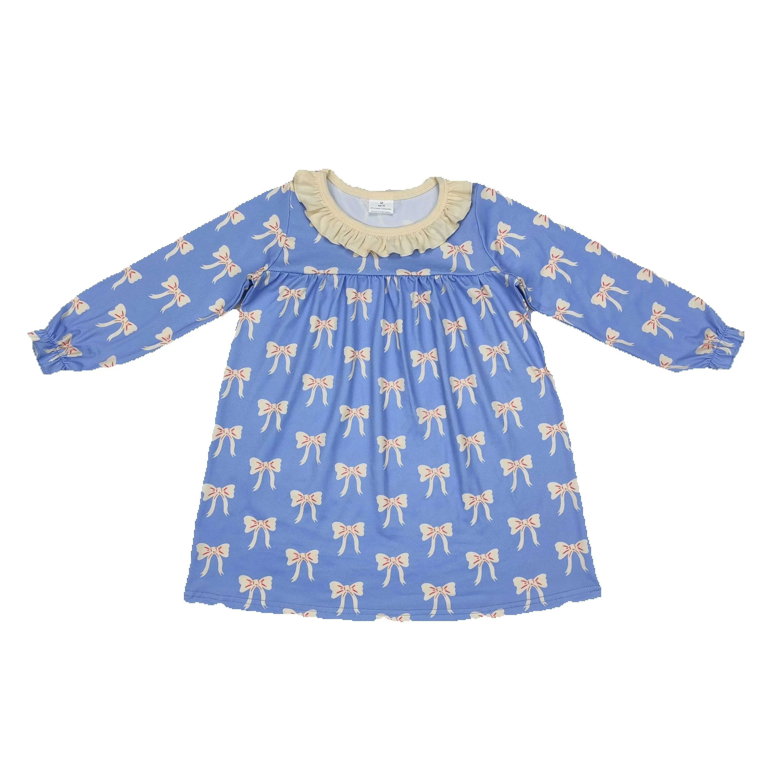GLD0897 Fashionable Kids Dress For Girls Long Sleeve Bow pattern beige lace blue Print With Children Clothes Rts No Moq
GLD0897 Fashionable Kids Dress For Girls Long Sleeve Bow pattern beige lace blue Print With Children Clothes Rts No Moq