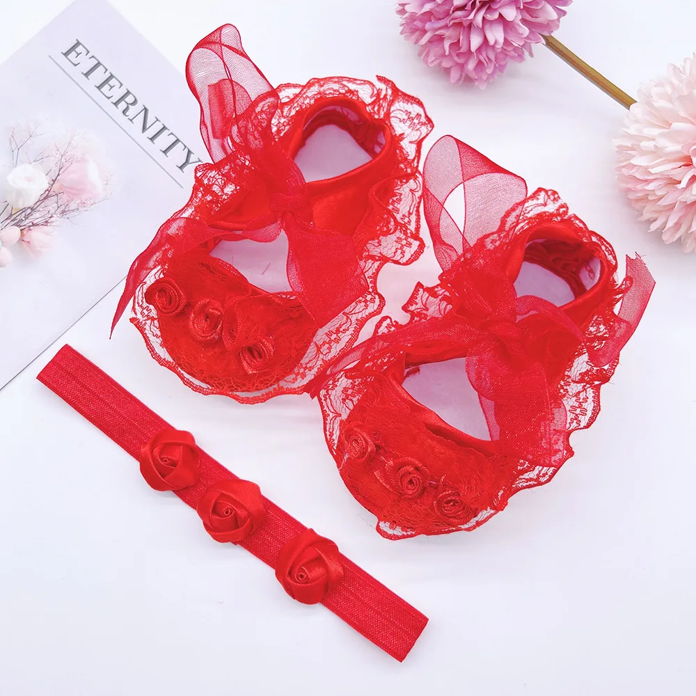 Cute Lace Flower Newborn Baby Shoes Headband Set Anti Slip Toddler Infant First Walkers
Cute Lace Flower Newborn Baby Shoes Headband Set Anti Slip Toddler Infant First Walkers
