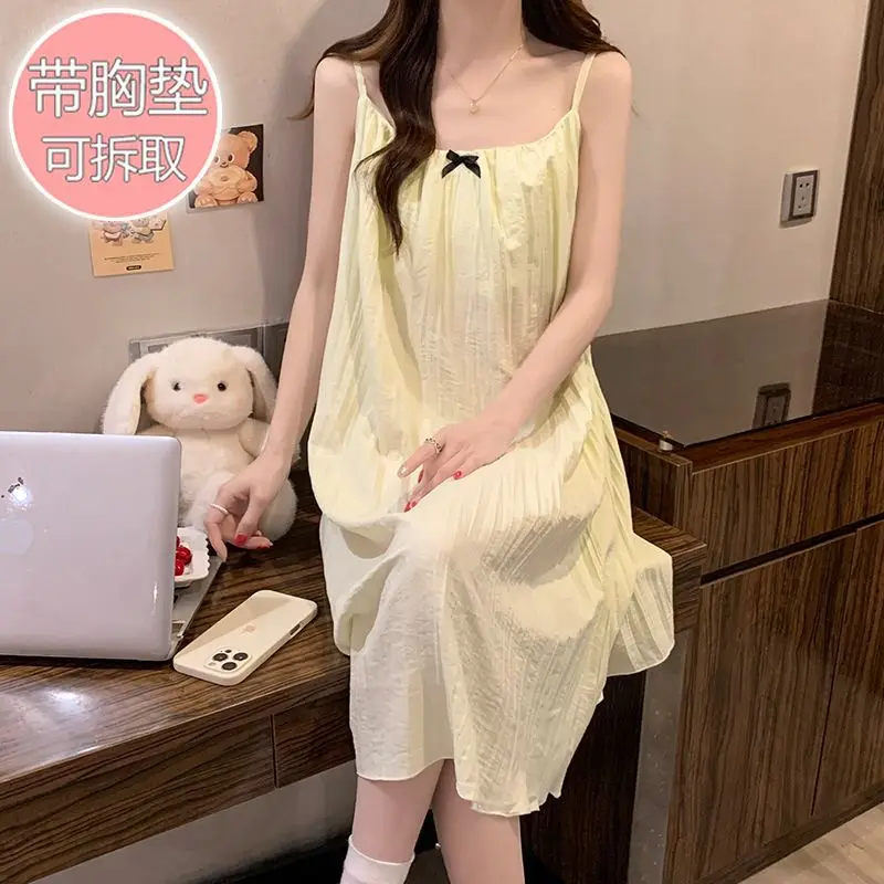 5XL Plus Size Women Sleepwear Summer Sleeveless Kawaii Nighty with Chest Pad Princess Solid Loose Nightwear Sling Sleepshirt
5XL Plus Size Women Sleepwear Summer Sleeveless Kawaii Nighty with Chest Pad Princess Solid Loose Nightwear Sling Sleepshirt