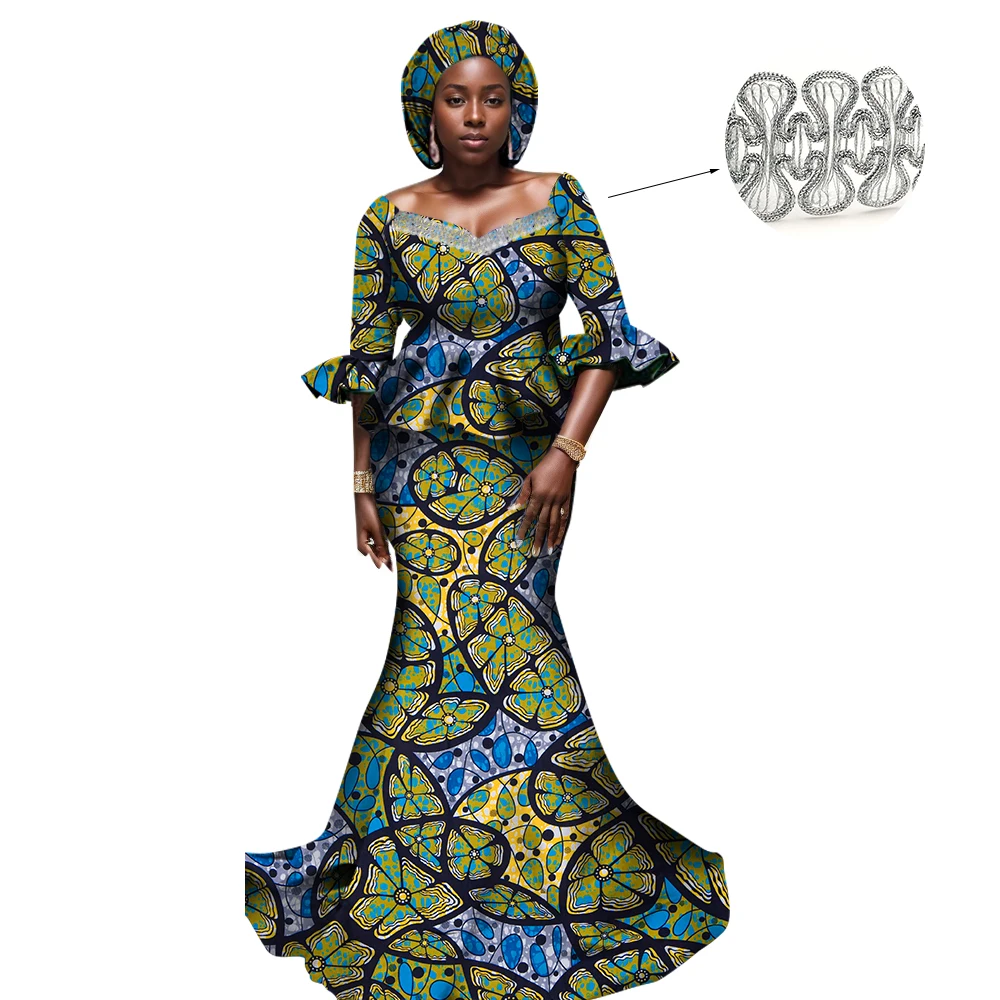 Women African Clothing Party 2 Piece Set Tops and Long Skirts Maxi Dress with Headscarf Dashiki Print Skirt Suits Set WY1178
Women African Clothing Party 2 Piece Set Tops and Long Skirts Maxi Dress with Headscarf Dashiki Print Skirt Suits Set WY1178