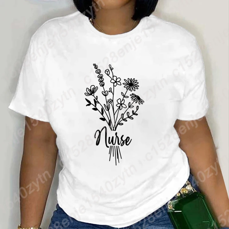Nurse Flower Print T-shirt For Women Summer Hot Selling Tee Shirts Popular Short Sleeve Oversized Size Tees Creative Ladies Tops
Nurse Flower Print T-shirt For Women Summer Hot Selling Tee Shirts Popular Short Sleeve Oversized Size Tees Creative Ladies Tops