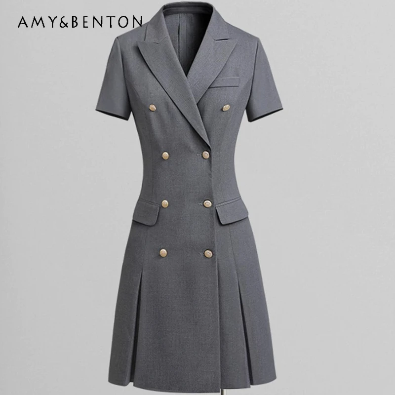 Commuter Pleated Design Sense Professional Suit Women's Dress 2026 Short-sleeved Temperament Double-breasted Slim Dresses Ladies
Commuter Pleated Design Sense Professional Suit Women's Dress 2026 Short-sleeved Temperament Double-breasted Slim Dresses Ladies