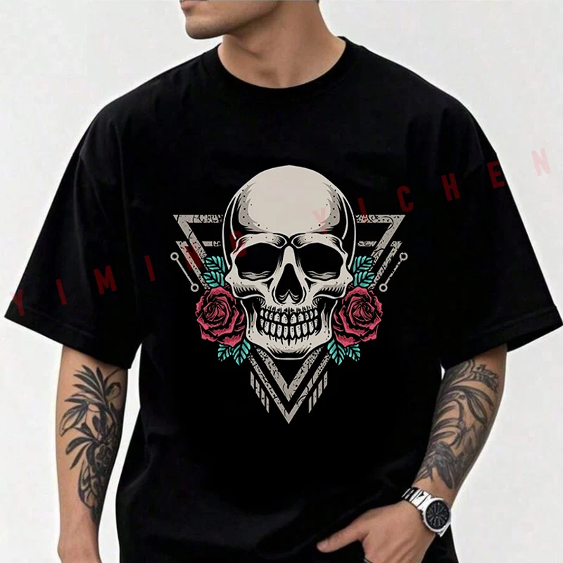 Vintage Skull With Rose Flower Motorcycle T-Shirt Men Cotton O-neck Short Sleeve TShirt Fashion Tops Tee
Vintage Skull With Rose Flower Motorcycle T-Shirt Men Cotton O-neck Short Sleeve TShirt Fashion Tops Tee