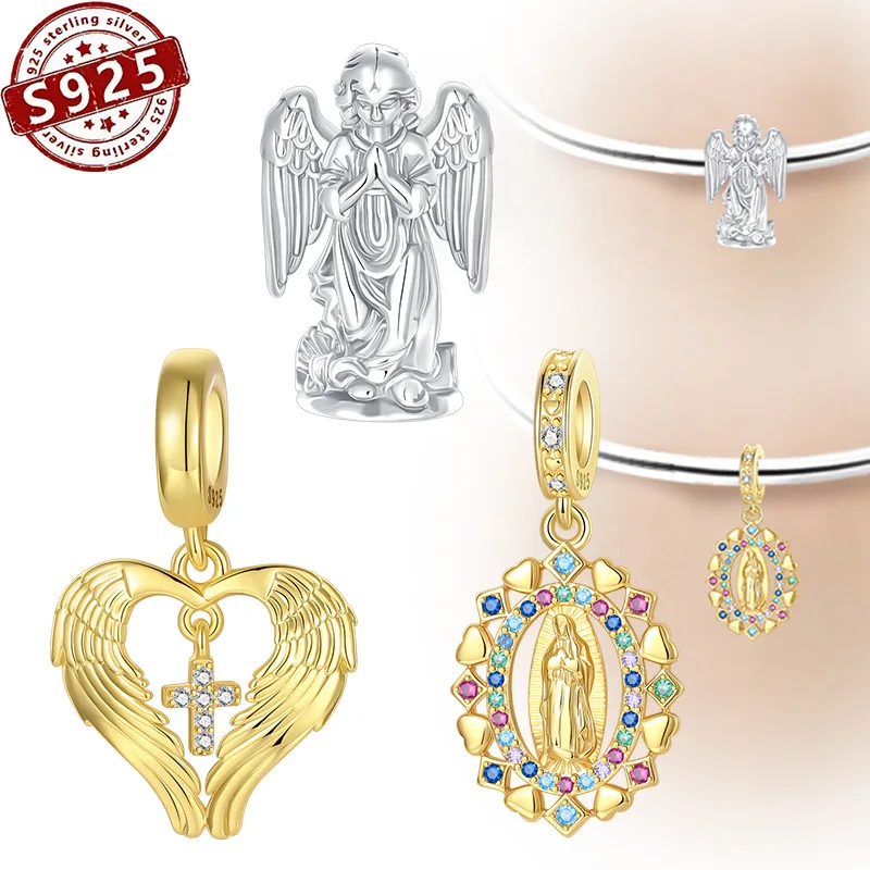 Стерлингового серебра 925 пробы, ангельский крест, Золотая подвеска Девы Марии, религиозная серия, подходит для браслета-подвески для женщин, изготовление ювелирных изделий
Стерлингового серебра 925 пробы, ангельский крест, Золотая подвеска Девы Марии, религиозная серия, подходит для браслета-подвески для женщин, изготовление ювелирных изделий
