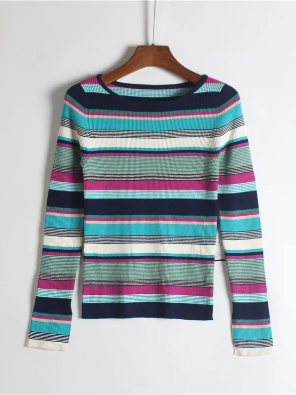 Весенне-осенний вязаный длинный све, круглый пуловер Ne Ele, облегающий полосатый цветной трикотаж для женщин
Весенне-осенний вязаный длинный све, круглый пуловер Ne Ele, облегающий полосатый цветной трикотаж для женщин