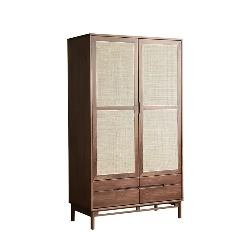 Household Japanese retro rattan wardrobe combination walnut solid wood double door storage wardrobe
Household Japanese retro rattan wardrobe combination walnut solid wood double door storage wardrobe