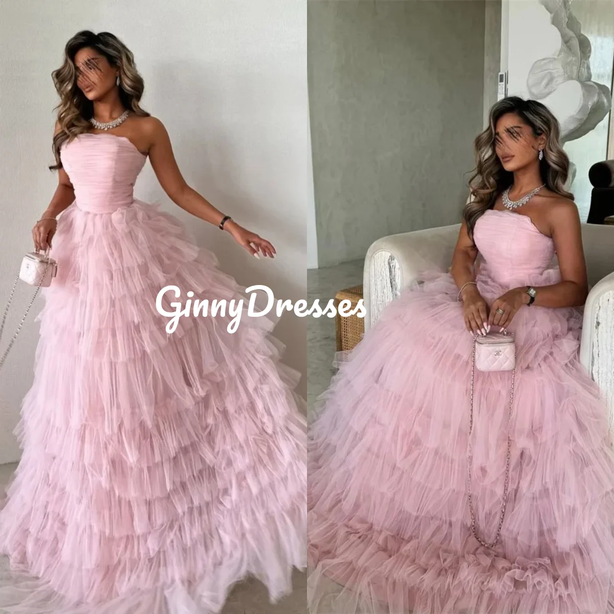 Customized Dresses For Prom A-Line Strapless Floor-Length Ruffle Luxury Evening Dresses Sleeveless Wedding Party Dresses
Customized Dresses For Prom A-Line Strapless Floor-Length Ruffle Luxury Evening Dresses Sleeveless Wedding Party Dresses