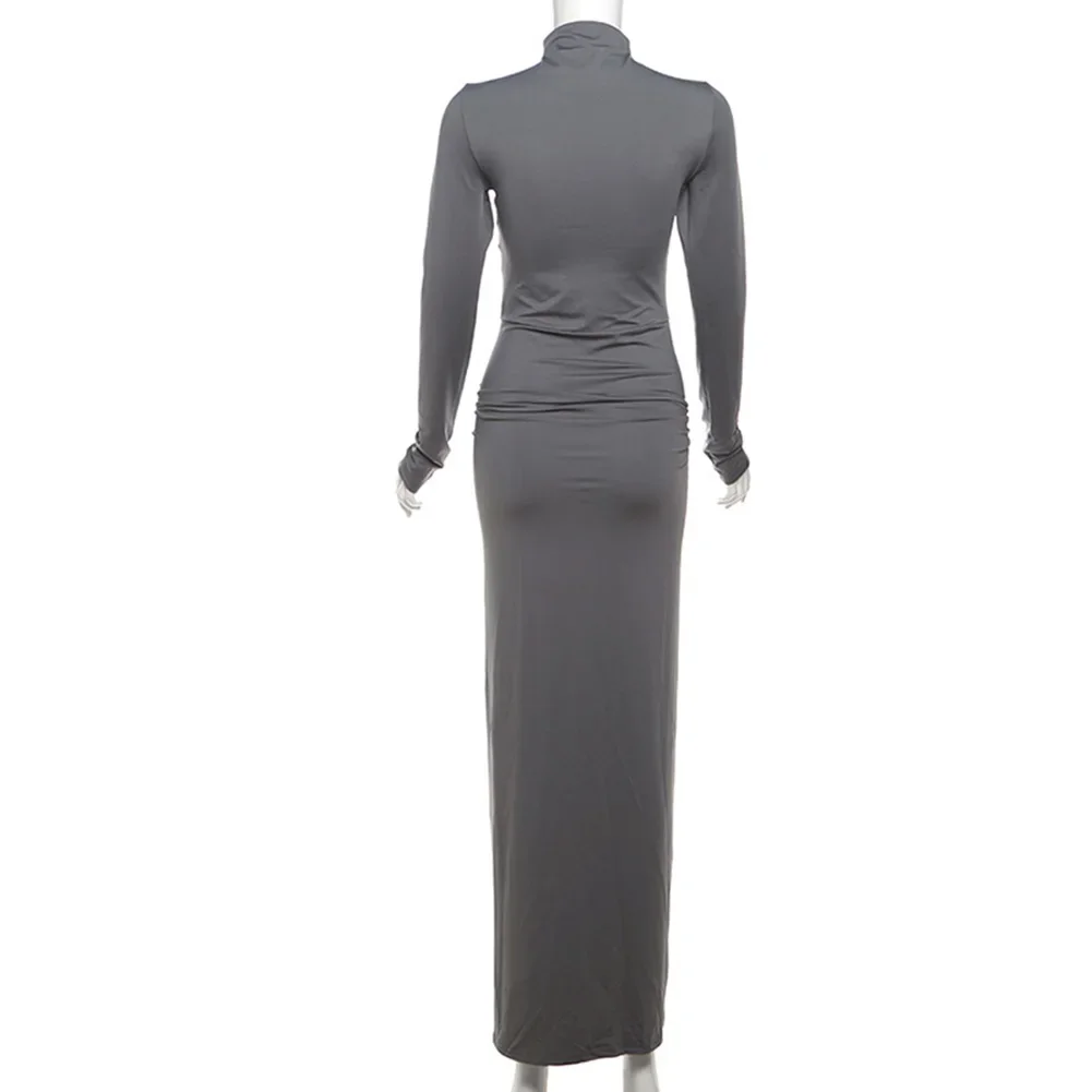 Slim Fit Dress Women Maxi Dress Casual Outing Evening Event Grey Draped Waisted Frock Vacation Spring Autumn Dress
Slim Fit Dress Women Maxi Dress Casual Outing Evening Event Grey Draped Waisted Frock Vacation Spring Autumn Dress