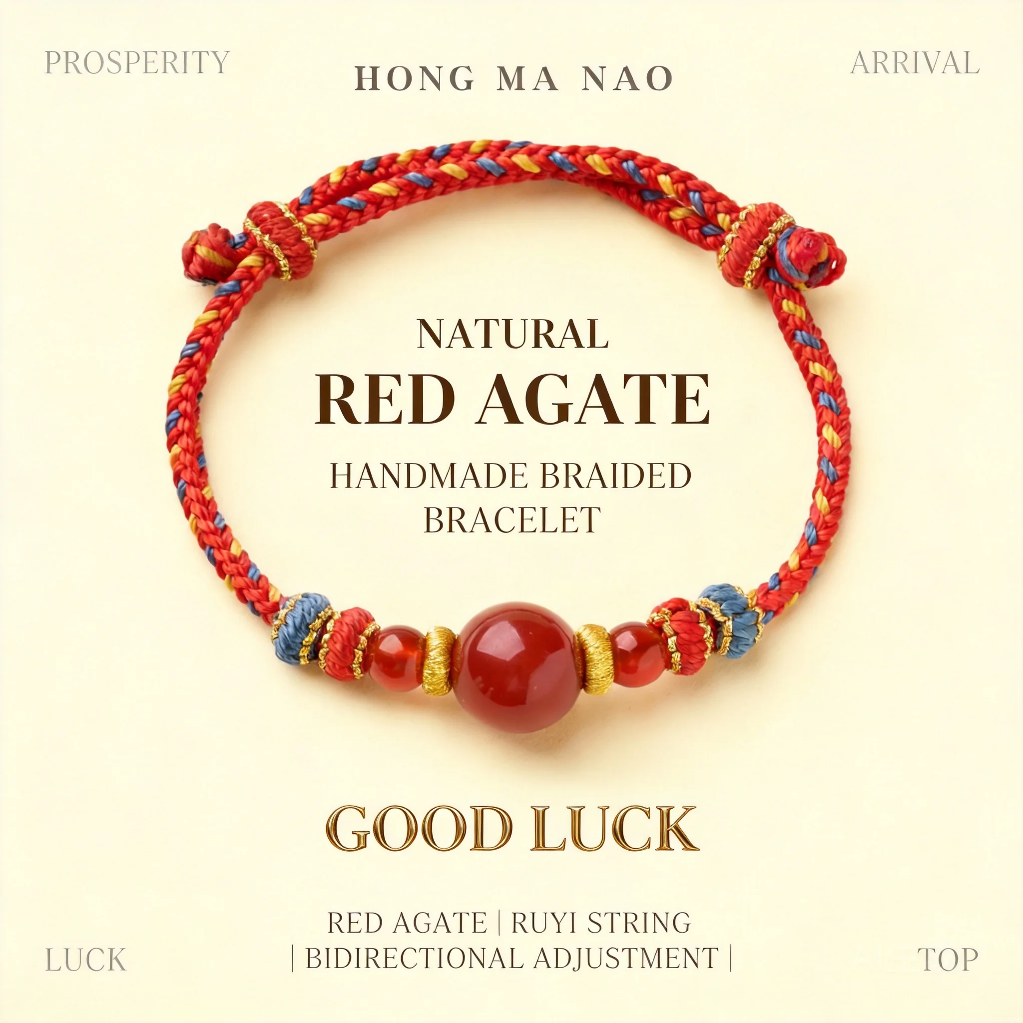 Chinese Style Auspicious Red Agate Handmade Braided Bracelet Fortune Blessing Attract Wealth Good Luck Adjustable Rope For Women
Chinese Style Auspicious Red Agate Handmade Braided Bracelet Fortune Blessing Attract Wealth Good Luck Adjustable Rope For Women