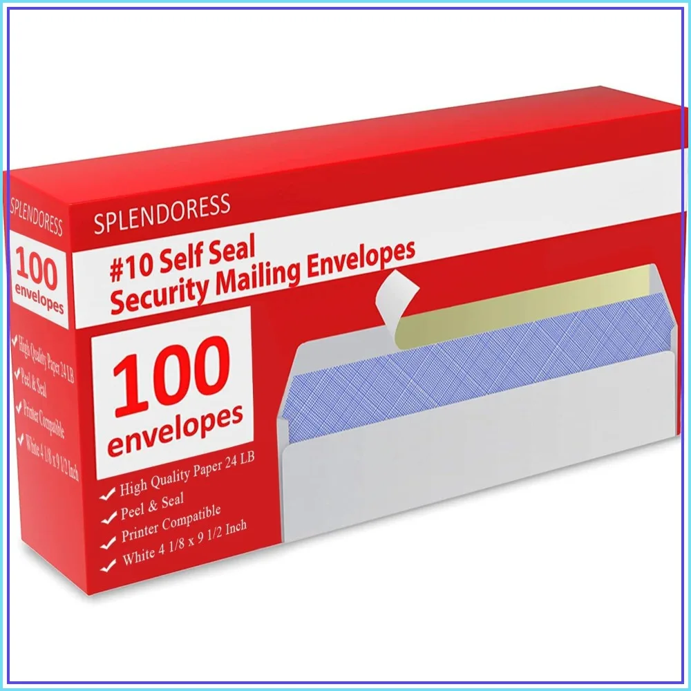 100 #10 Envelopes Self Seal, 4-1/8 x 9-1/2 Inches, 24lb, Security Tinted, Windowless, for Business Mail
100 #10 Envelopes Self Seal, 4-1/8 x 9-1/2 Inches, 24lb, Security Tinted, Windowless, for Business Mail