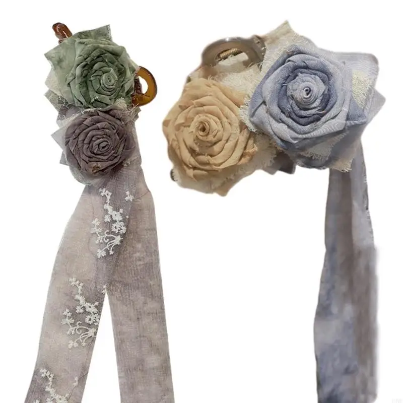 49MF Long Ribbon Flower Hair Clip Ponytail Hair Travel Hair Claw Flower Hairclip
49MF Long Ribbon Flower Hair Clip Ponytail Hair Travel Hair Claw Flower Hairclip