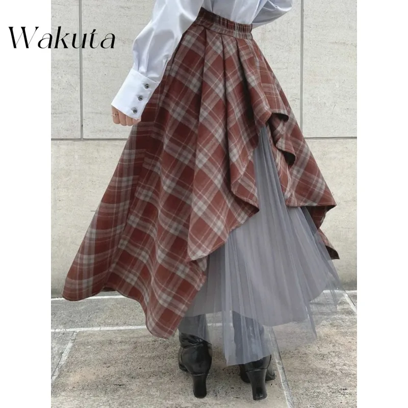 WAKUTA японская ретро милая сетчатая лоскутная волнистая клетчатая юбка для весны, повседневная Y2k, панк, Shibuya, уличные женские юбки средней длины
WAKUTA японская ретро милая сетчатая лоскутная волнистая клетчатая юбка для весны, повседневная Y2k, панк, Shibuya, уличные женские юбки средней длины