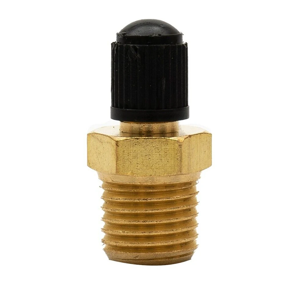 High-Quality 14 Inch NPT Solid Brass Air Compressor Tank Fill Valve - Nickel With An Installed Core And A Black Plastic Cap.
High-Quality 14 Inch NPT Solid Brass Air Compressor Tank Fill Valve - Nickel With An Installed Core And A Black Plastic Cap.