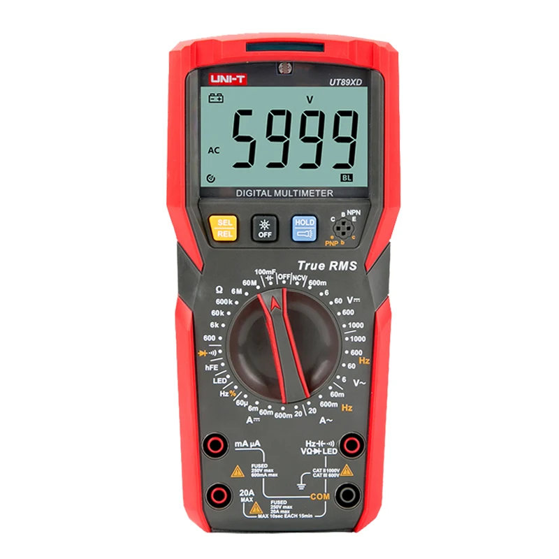 UT89XD True RMS Digital Multimeter 20A AC/DC NCV Capacitance Tester
UT89XD True RMS Digital Multimeter 20A AC/DC NCV Capacitance Tester