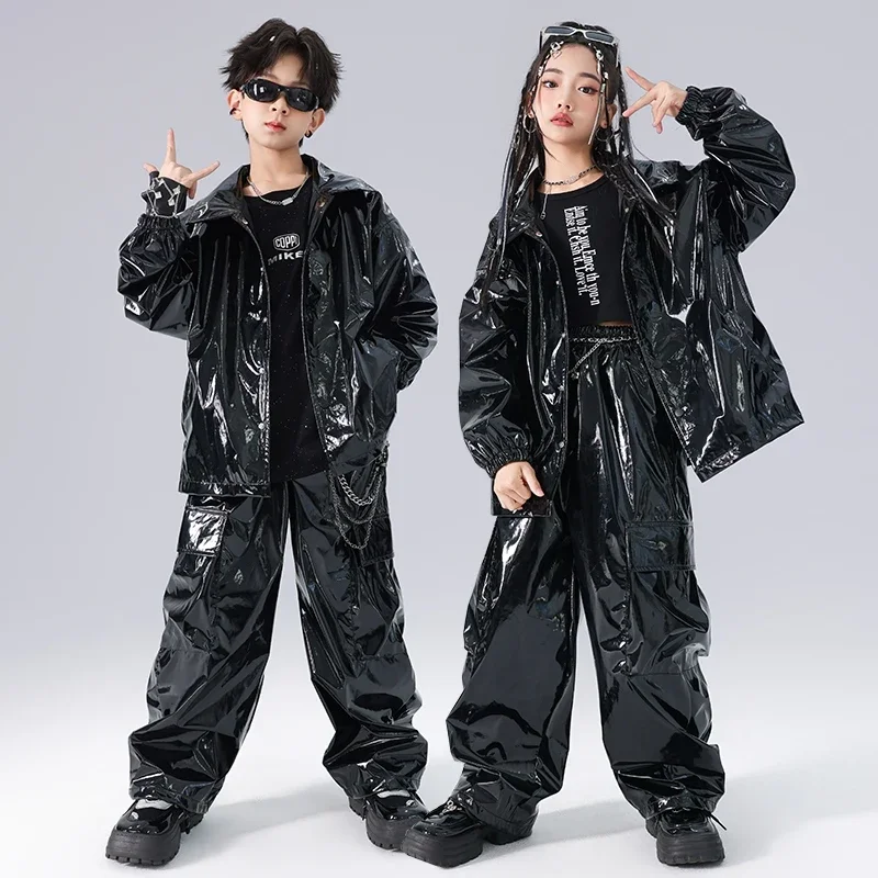 Girls Boys Jazz Dance Costume Black Leather Hip Hop Clothing Kids Kpop Stage Outfit Children'S Ballroom Dance Wear 
Girls Boys Jazz Dance Costume Black Leather Hip Hop Clothing Kids Kpop Stage Outfit Children'S Ballroom Dance Wear