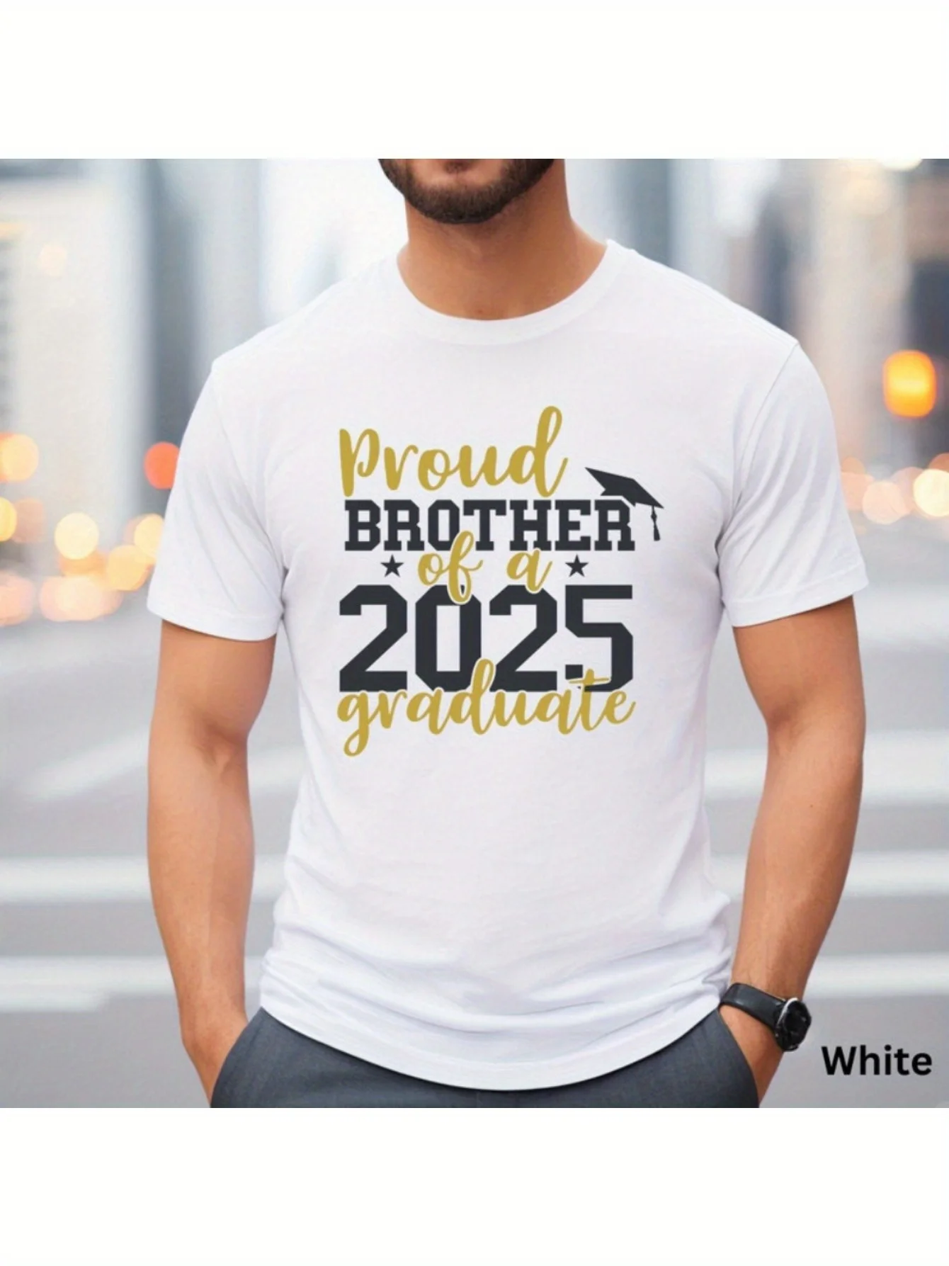Рубашка с надписью Proud Brother of A 2025, хлопковая Повседневная футболка унисекс с блестящим золотистым и черным дизайном
Рубашка с надписью Proud Brother of A 2025, хлопковая Повседневная футболка унисекс с блестящим золотистым и черным дизайном