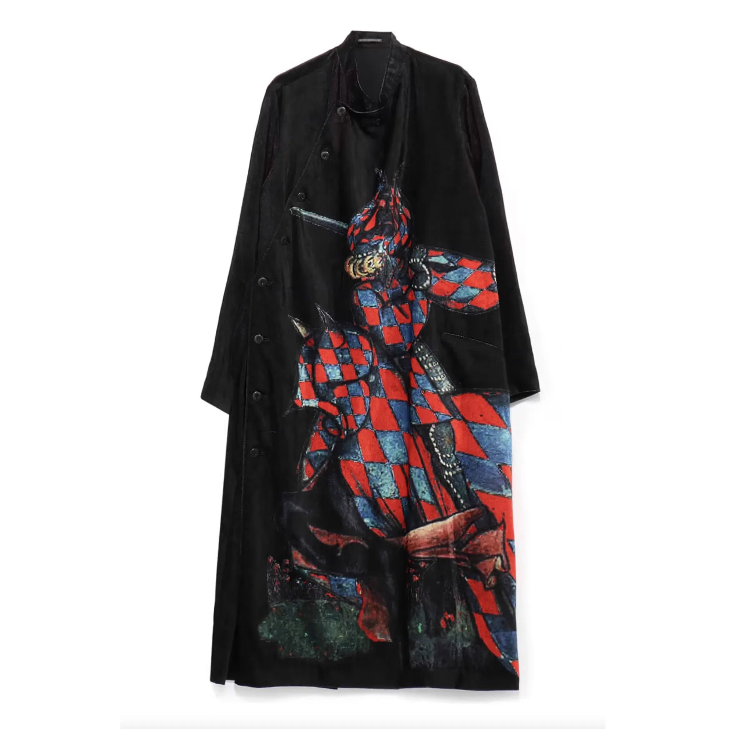 YOJI OOAK Japanese original velvet printed stand collar robe coat black trench coat for men
YOJI OOAK Japanese original velvet printed stand collar robe coat black trench coat for men